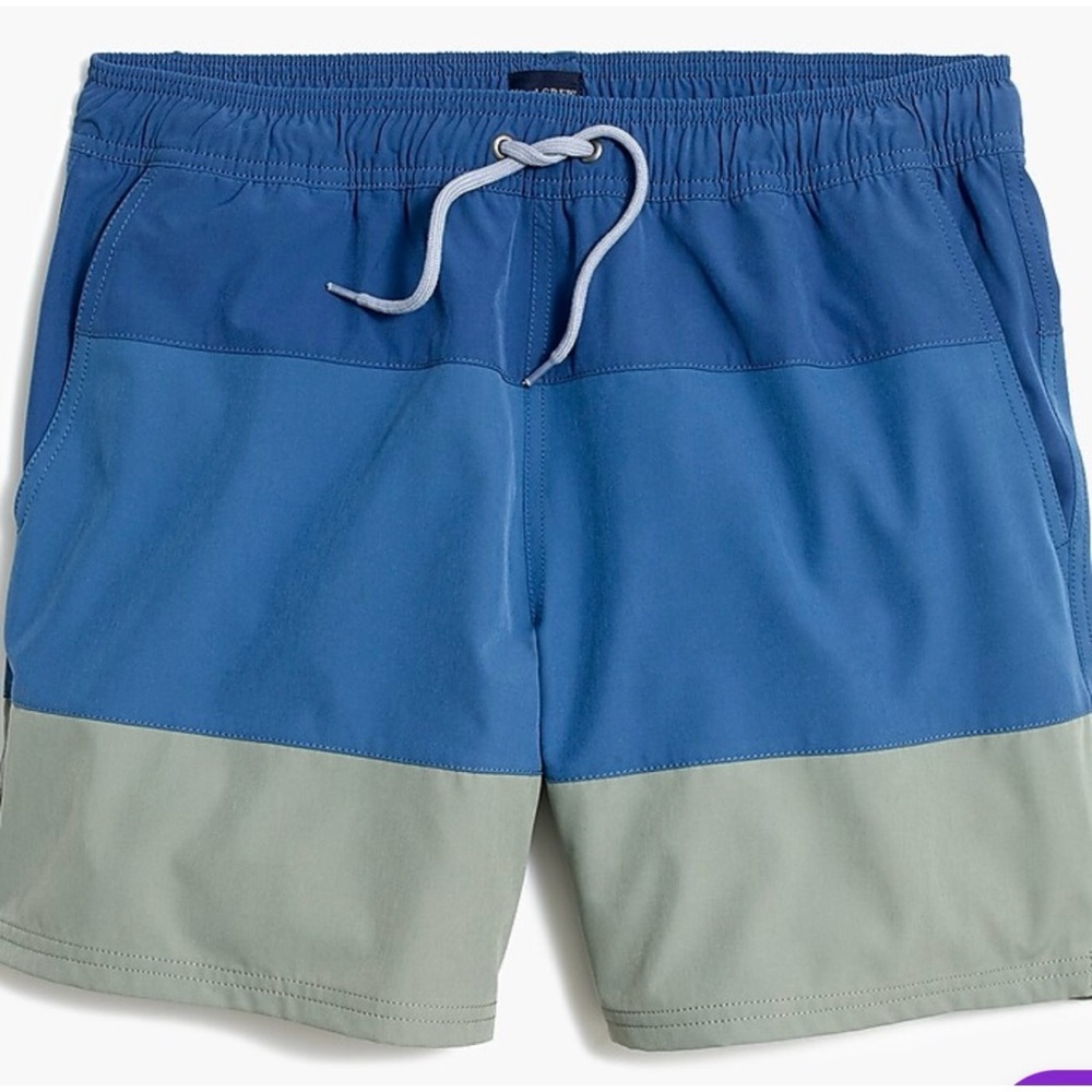 J Crew Flex Swim Trunks Bathing Suit Color Blocked Mesh Lining Sz XL